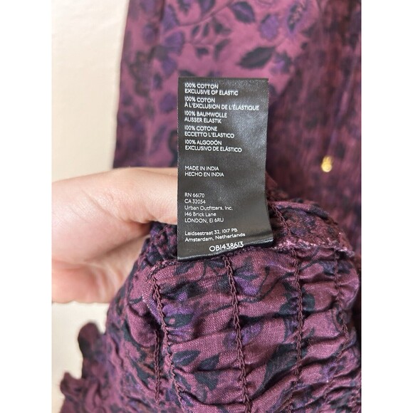 Free People M Smock It To Me Mini Dress Smocked Floral Bodycon Balloon Sleeve - Picture 5 of 7